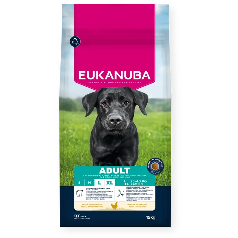 Beställ nu Dog Adult Large Breed Kyckling 15 kg - Hund - Hundmat & hundfoder - Torrfoder för hund - Eukanuba - ZOO.se