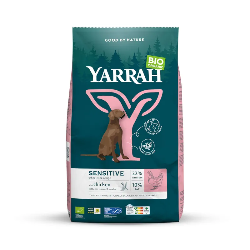 Yarrah Ekologisk Sensitive med ekologisk kyckling & ekologiskt ris - Ekonomipack 2 x 10 kg Nyhet