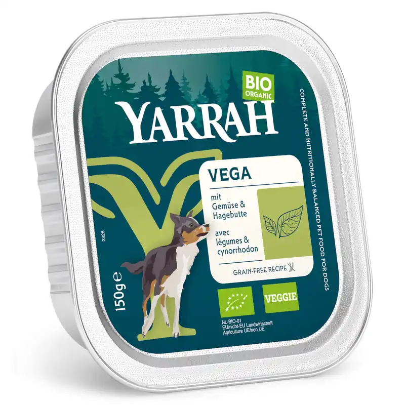 Ekonomipack Yarrah Ekologiskt i portionsform 36 x 150 g - Chunks Vega med ekologiska nypon Nedsatt pris