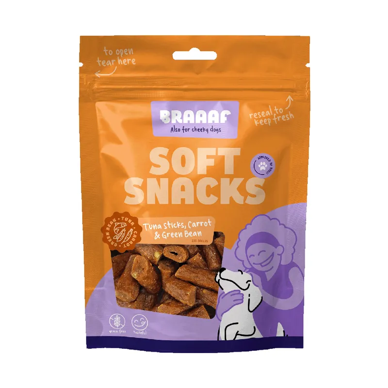 Kundfavorit Braaaf Tuna Sticks Tonfisk med morot & gröna bönor - 85 g