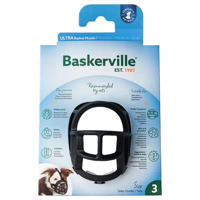 Baskerville Ultra 2.0 munkorg - Stl. 3 t.ex. border collie, schnauzer Populär