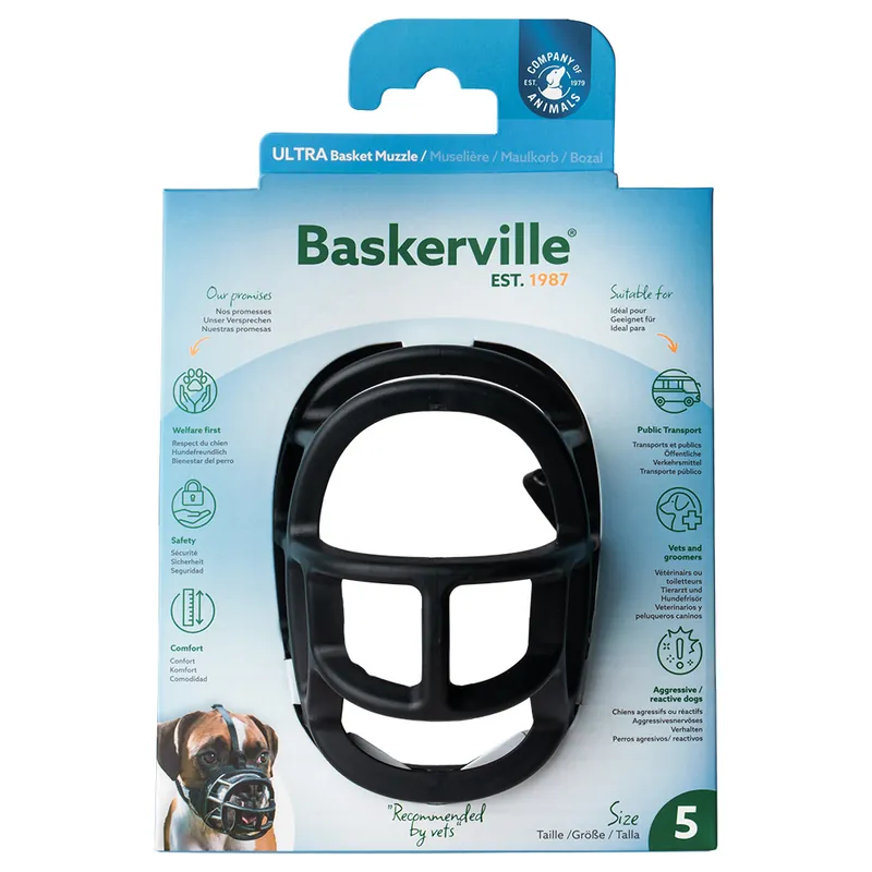 Baskerville Ultra 2.0 munkorg - Stl. 5 t.ex. labrador, schäfer Populär