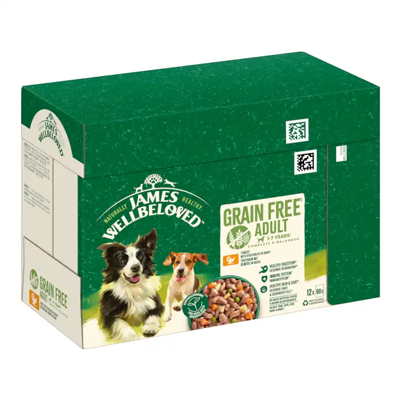 James Wellbeloved Adult Dog Hypoallergenic kalkon med grönsaker i sås - 12 x 90 g Lägg i varukorgen