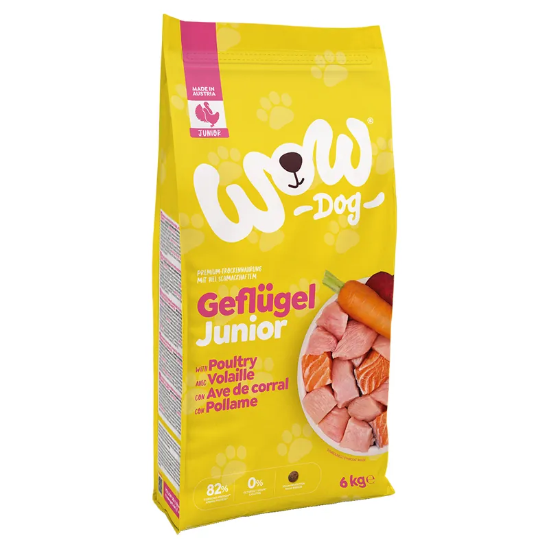 Snabb frakt WOW Junior med fjäderfä - Ekonomipack 2 x 6 kg