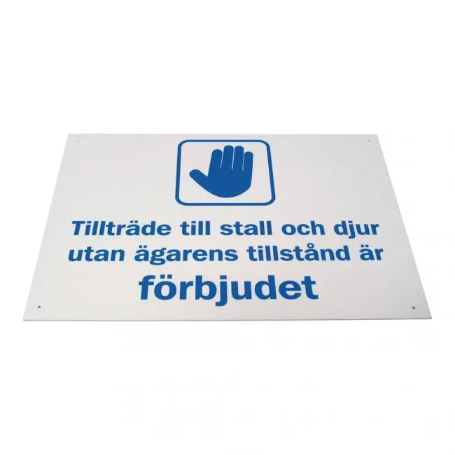 Säker betalning Skylt "Tillträde stall och djur" 21 X 15,5 CM