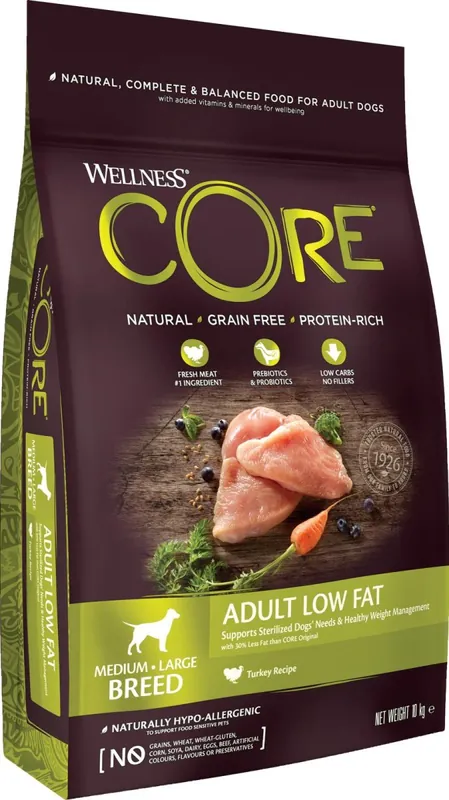 Rabatt Hundfoder Adult Low Fat Turkey Medium/Large CORE (Storlek 10 kg)